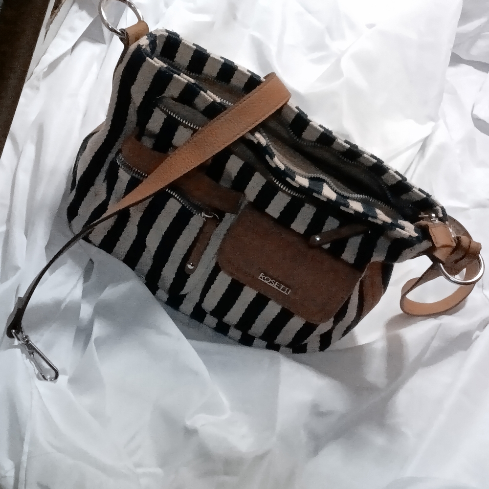 Striped Black and Tan Women's Bag
